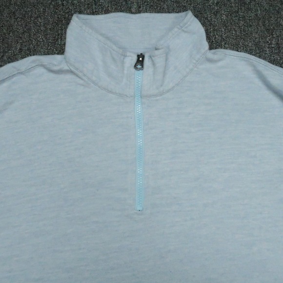 Faherty Sweater Mens Large Blue Sunwashed Slub Quarter Zip Pullover - Picture 2 of 10